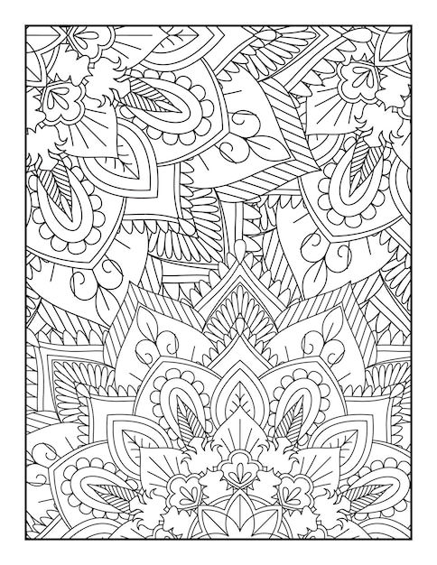 Premium vector adult coloring book pages floral coloring book floral coloring page coloring pages coloring book