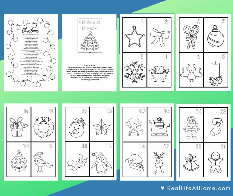 Advent calendar coloring pages christmas countdown coloring pages