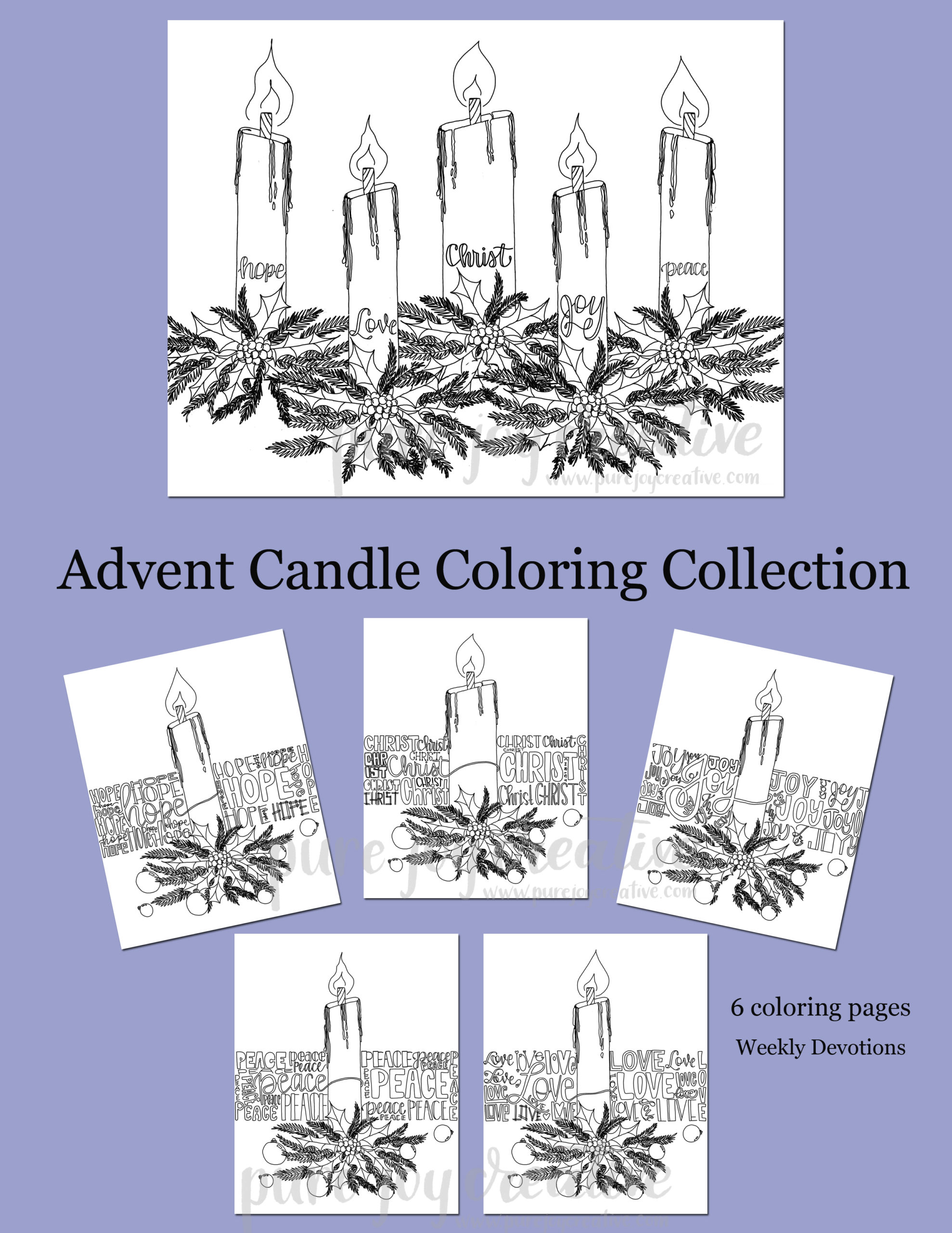 Advent candle coloring pages