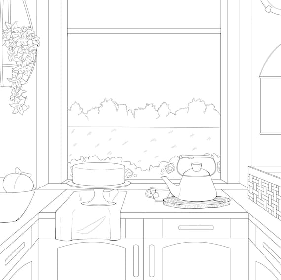 Printable cottagecore adult coloring page adult coloring book interior coloring page instant download aesthetic coloring book