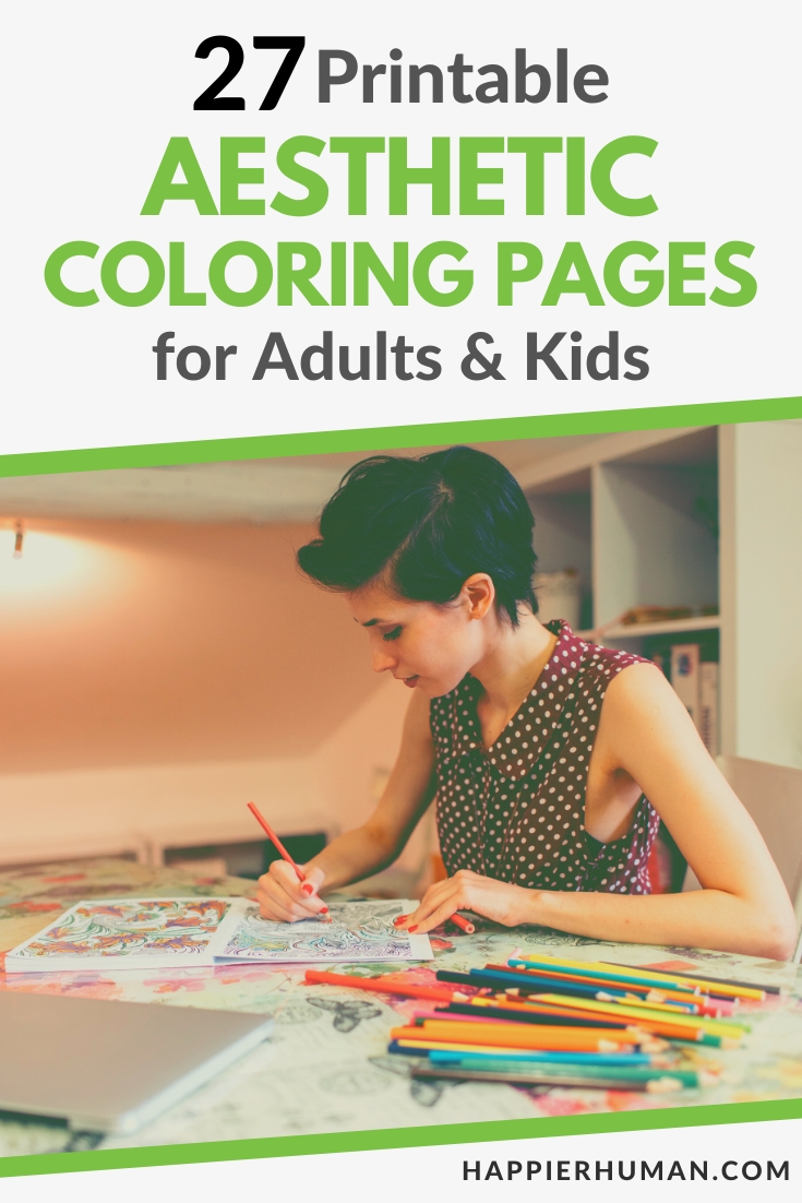 Printable aesthetic coloring pages for adults kids