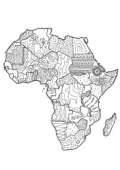 Africa map coloring page black history month resource by color in fun
