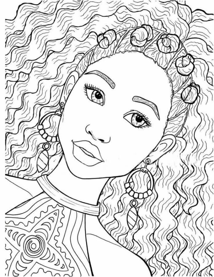 Incredibly beautiful eyes of an african girl coloring page