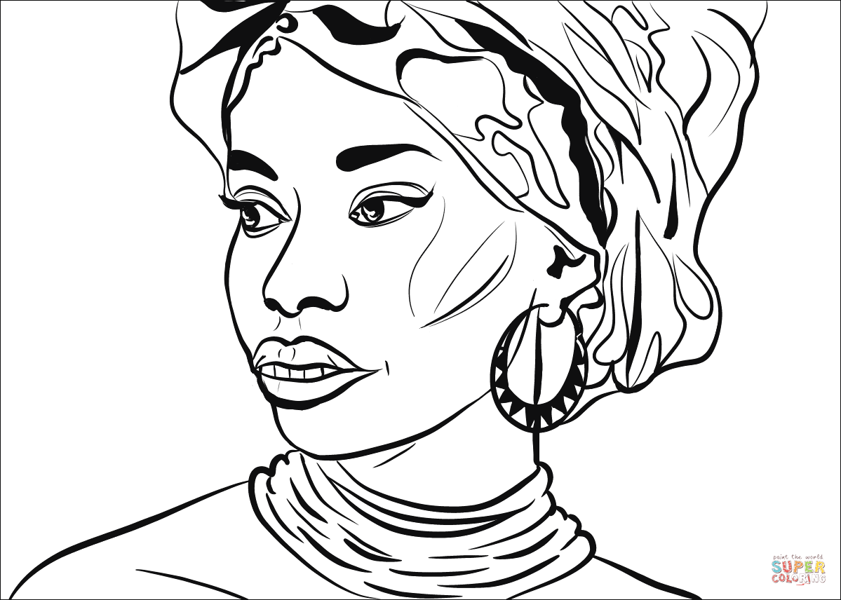 African woman coloring page free printable coloring pages