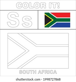 Hakuun south africa flag coloring page kids liittyvã vektorikuva rojaltivapaa