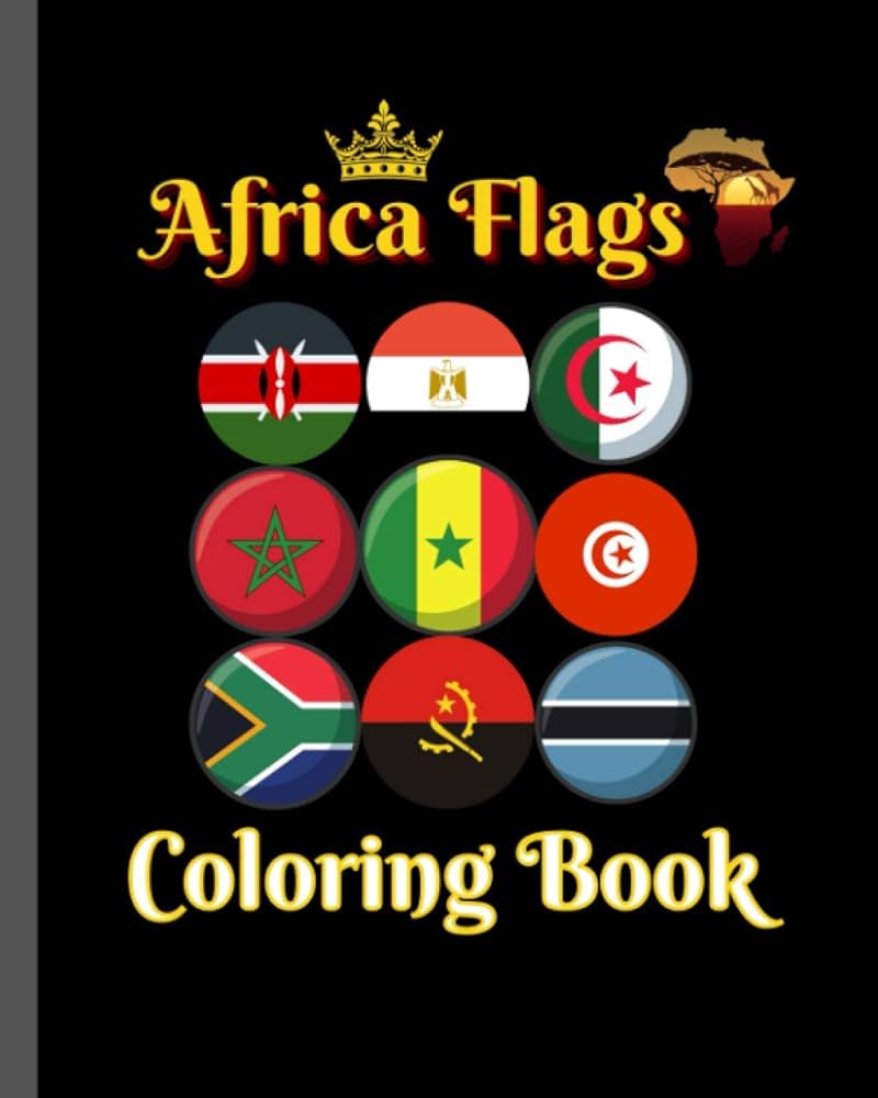 Africa flags coloring book a great geography gift for kids and adultscreativity stress relief and general fun flag coloring of african countries print mathew books