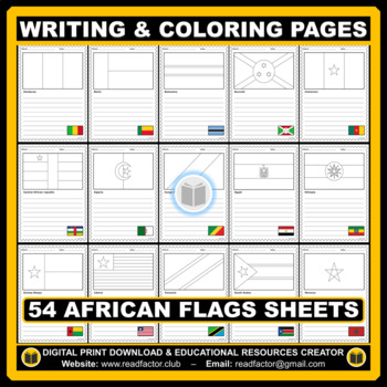 Writing and coloring african flags worksheets by readfactor club