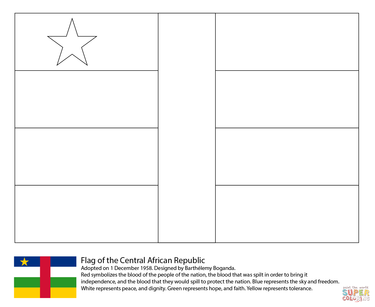 Flag of the central african republic coloring page free printable coloring pages