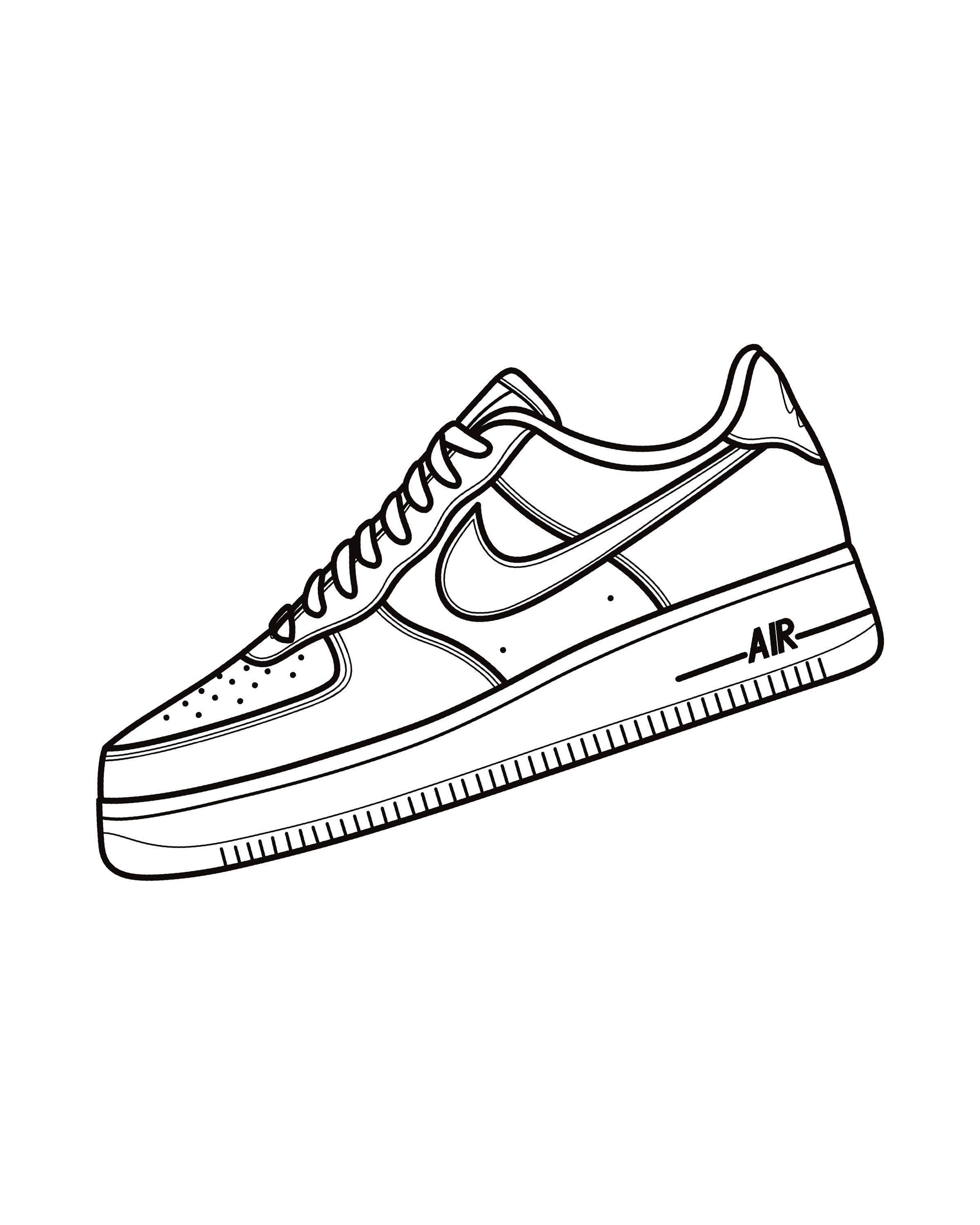 Air force outline printable wall art sneaker print home decor classic trainer gift idea air force shoes air force shoes drawing