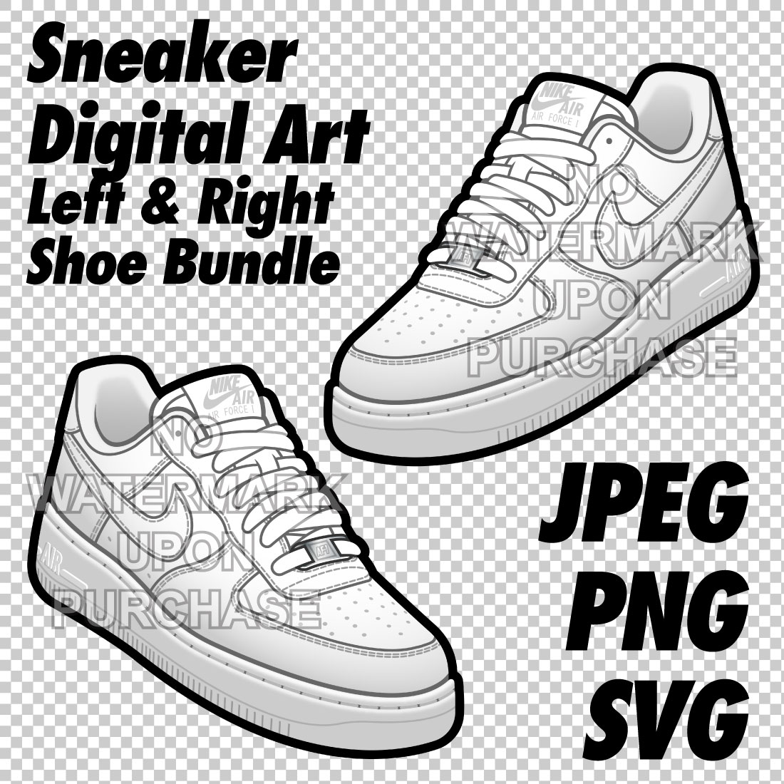 Air force low triple white jpeg png svg right left shoe bundle