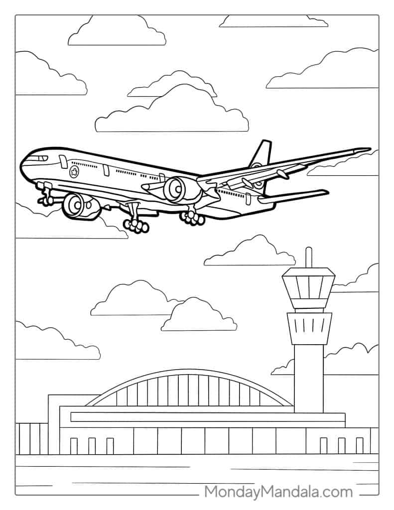 Airplane coloring pages free pdf printables
