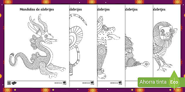 Alebrijes mindfulness coloring pages teacher