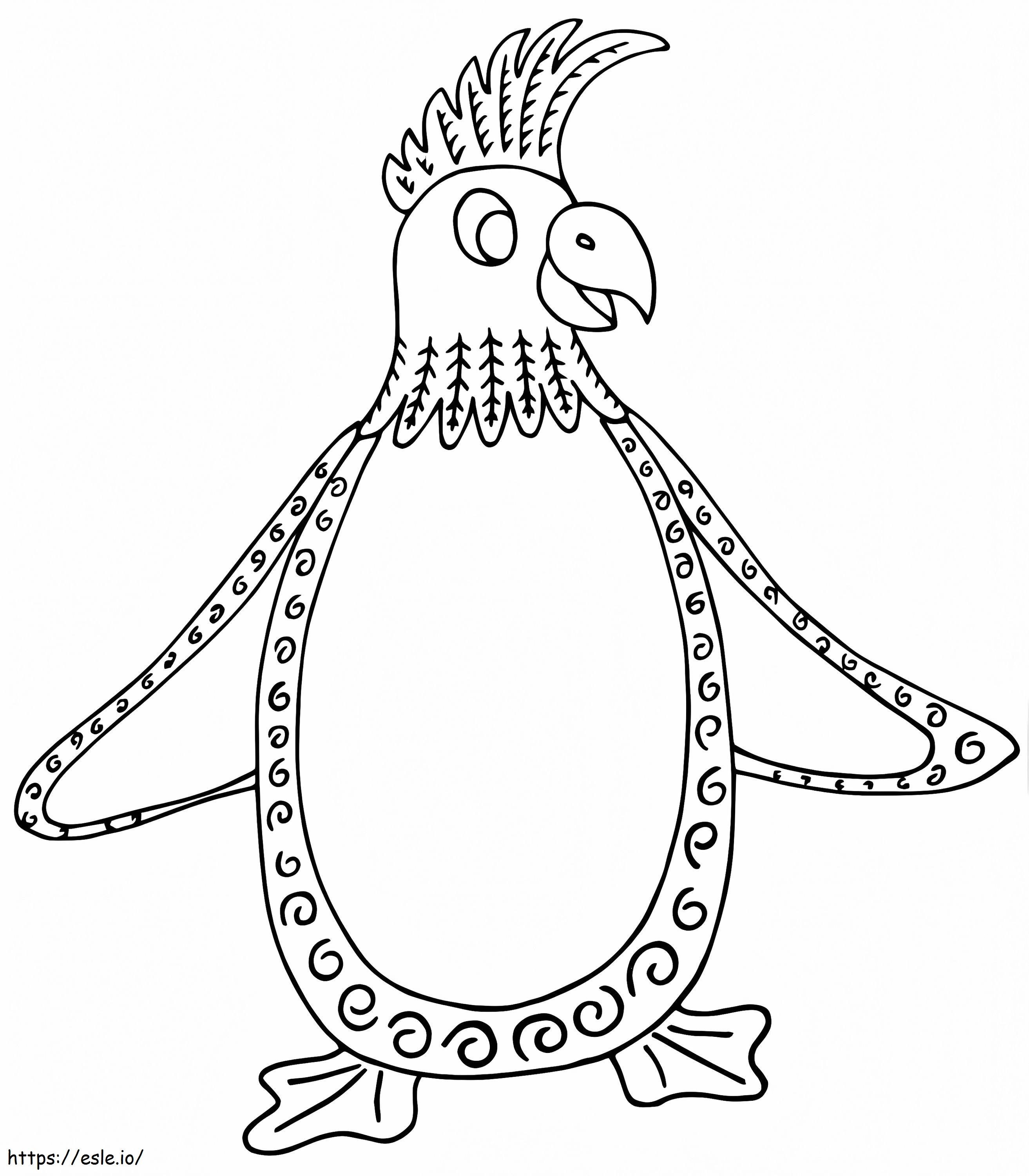 Penguin alebrijes coloring page