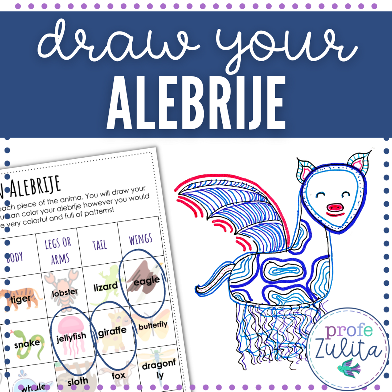 Day of the dead create an alebrije activity in english spanish dãa de los muertos