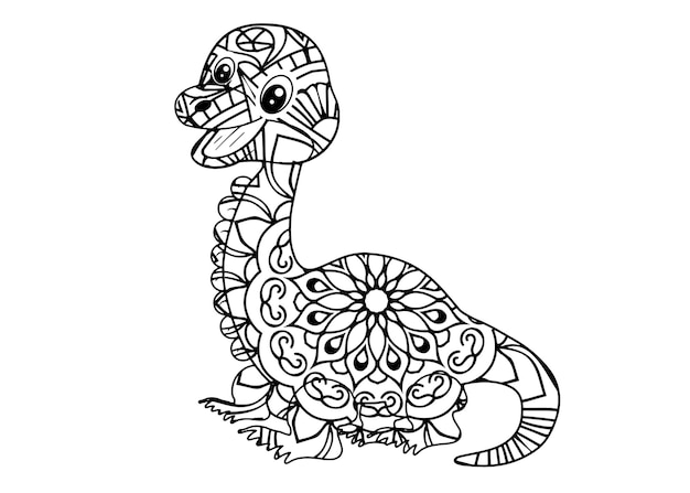 Premium vector dinosaur mandala coloring pages for kids and adult premium vector