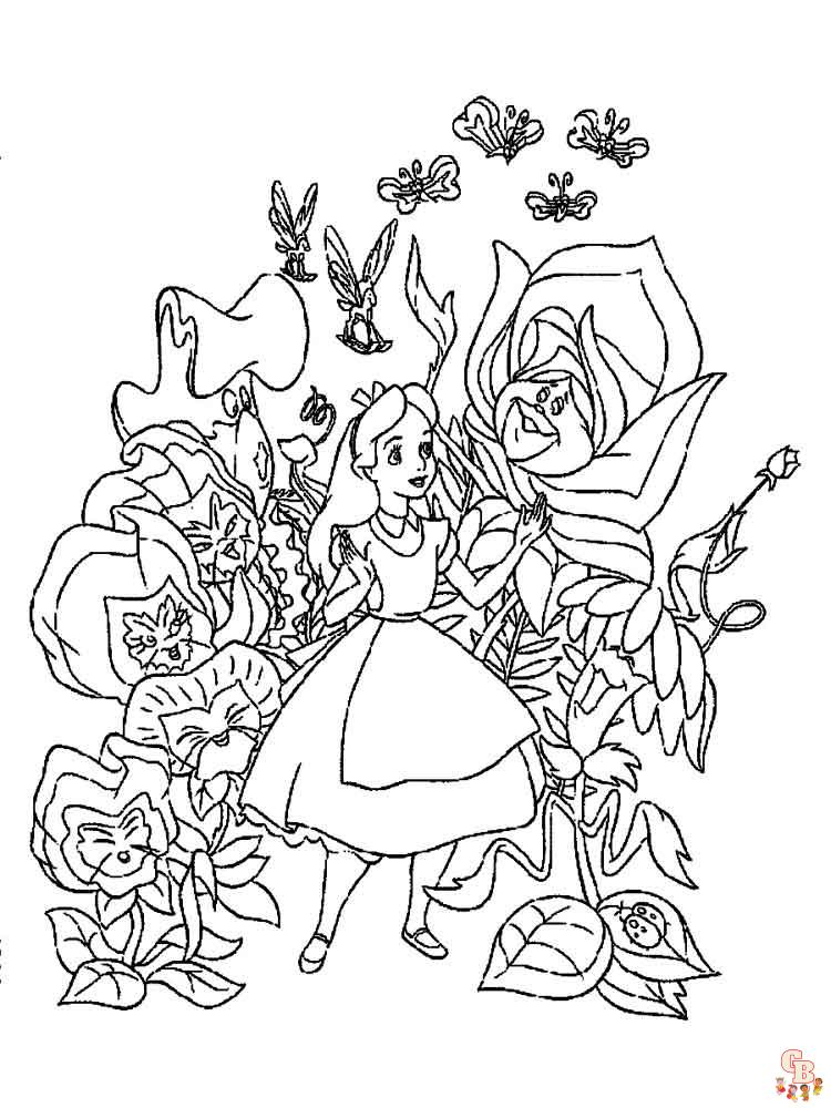 Alice in wonderland coloring pages