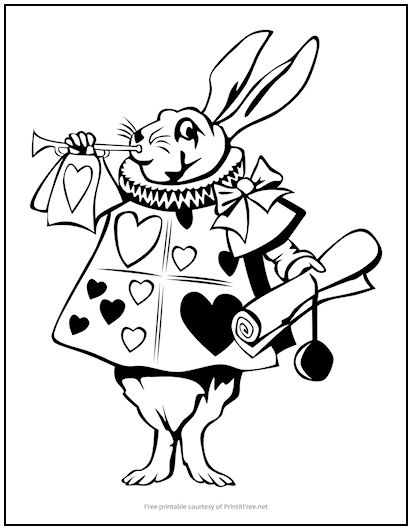 Alice in wonderland rabbit coloring page print it free