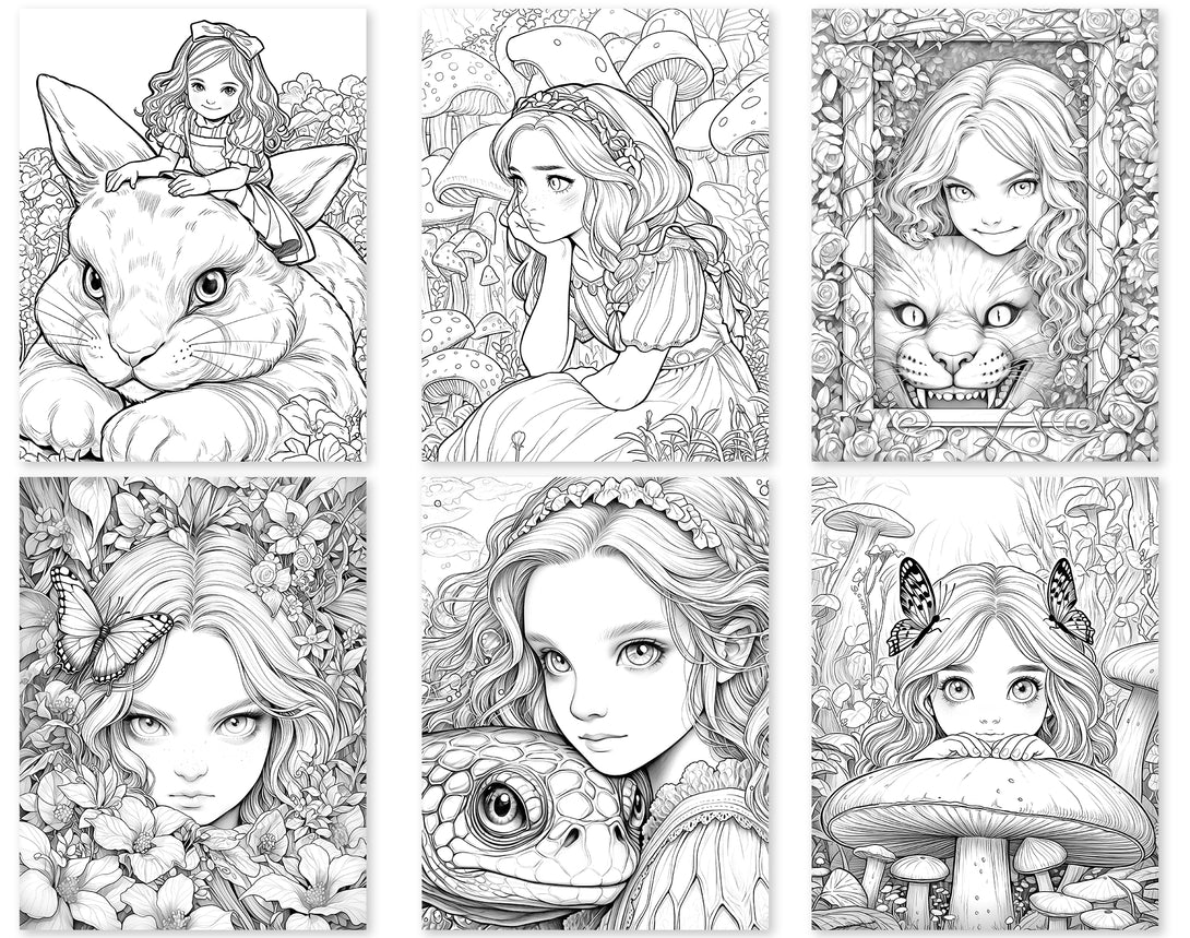 Alice in wonderland coloring pages