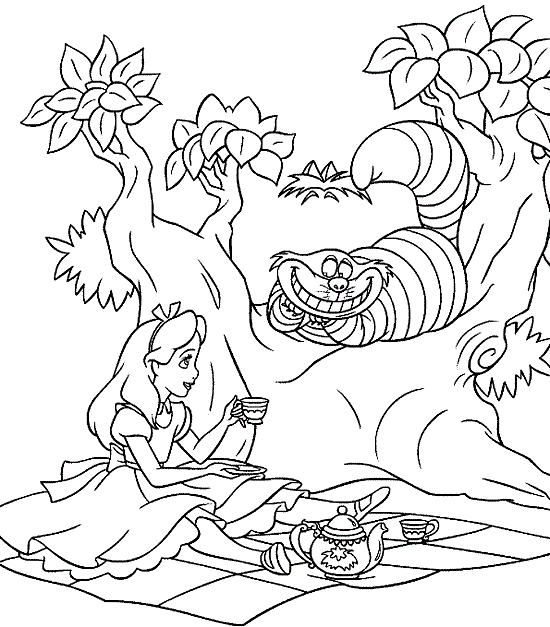 Printable alice in wonderland coloring pages