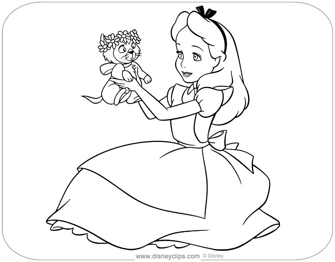 Free printable alice in wonderland coloring pages