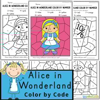 Free printable alice in wonderland color by number