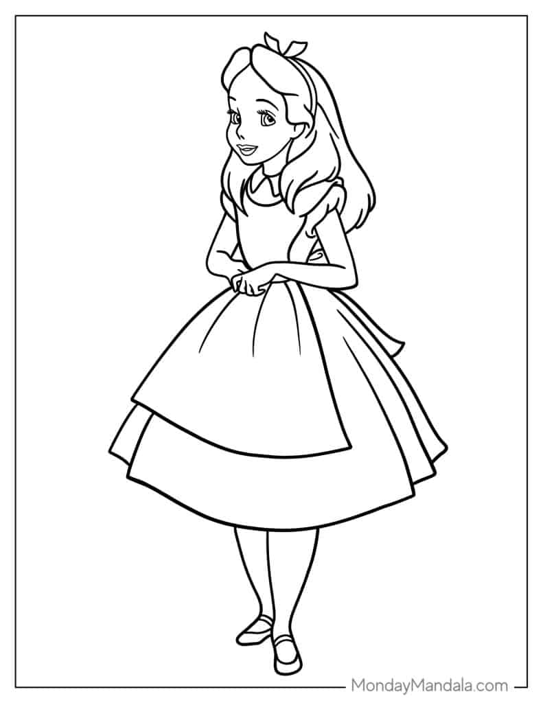 Alice in wonderland coloring pages free pdf printables