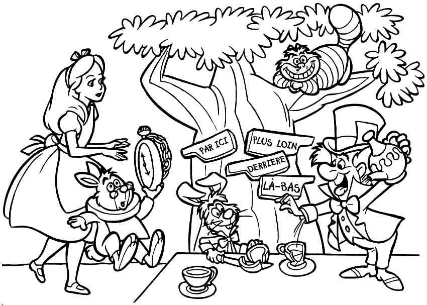 Alice in wonderland coloring pages