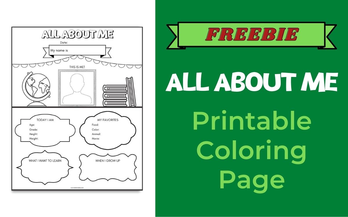 All about me printable coloring page