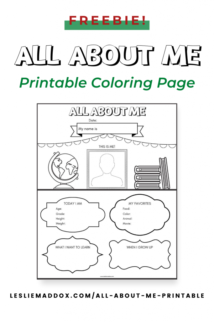All about me printable coloring page