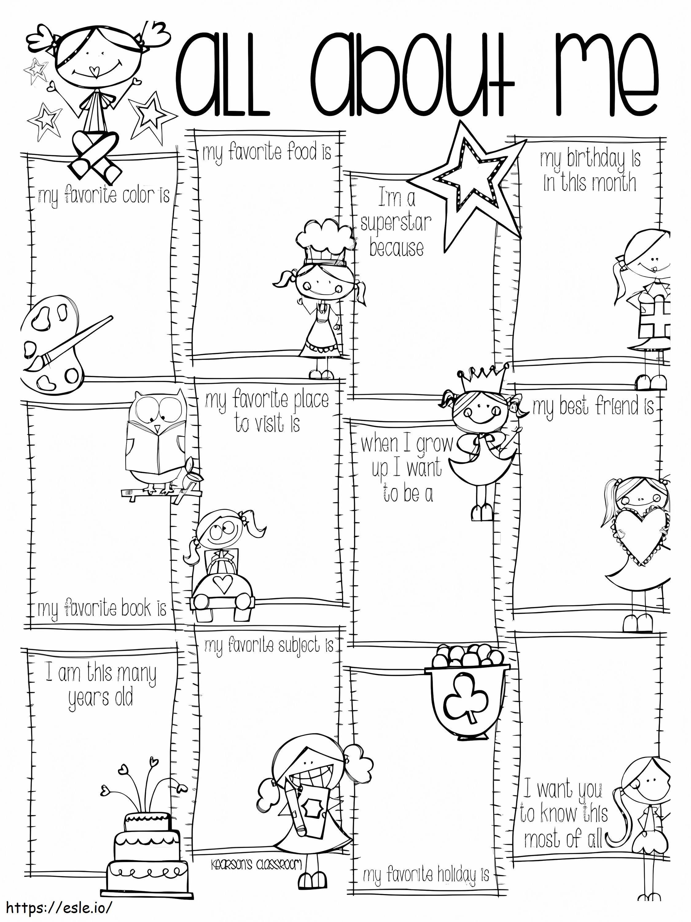 All about me to color coloring page