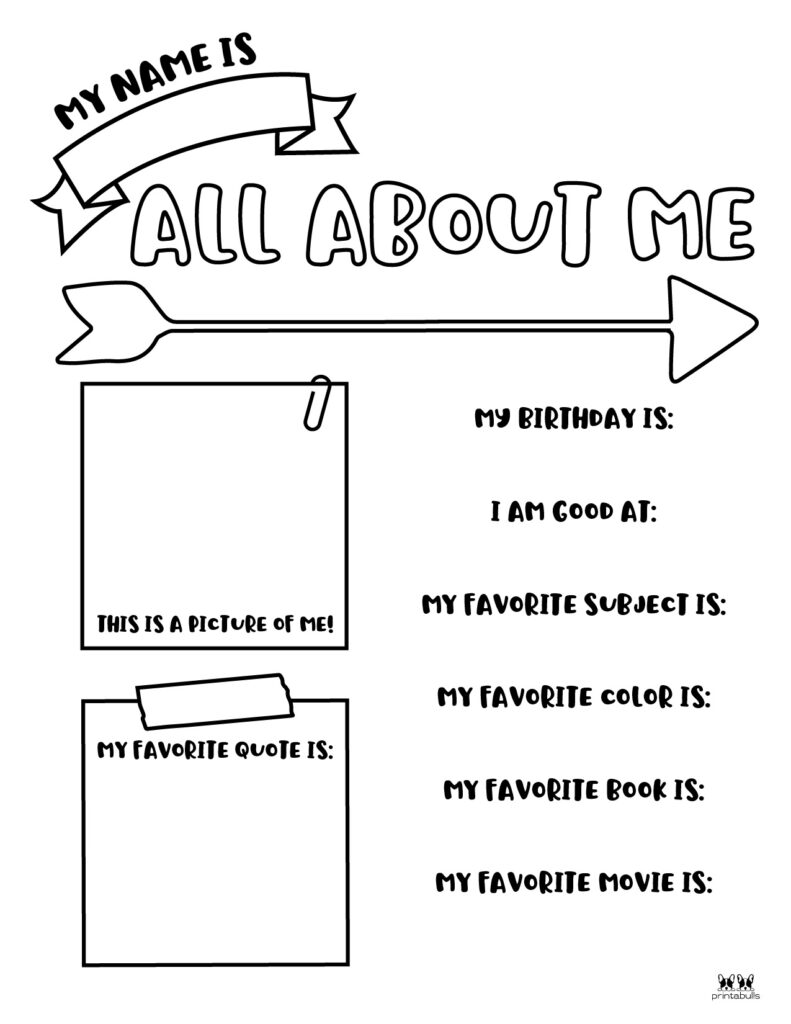 All about me printable worksheets