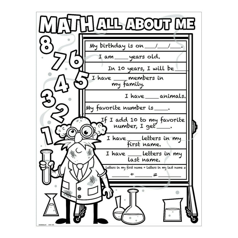 Color your own math all about me poster