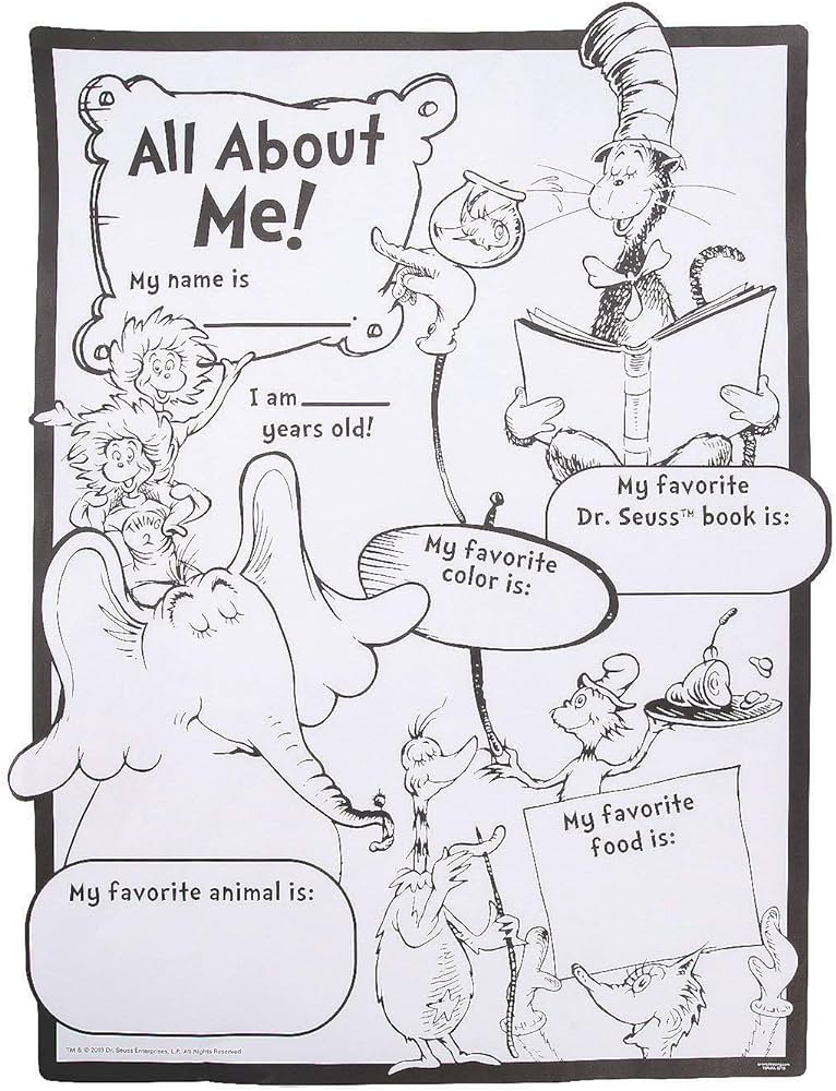 Fun express dr ses color your own all about me poster