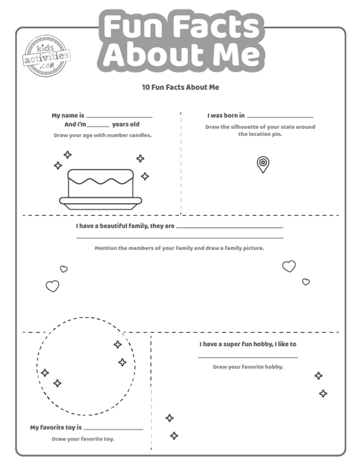 Fun facts about me worksheet for kids to print and learn kids activities blog