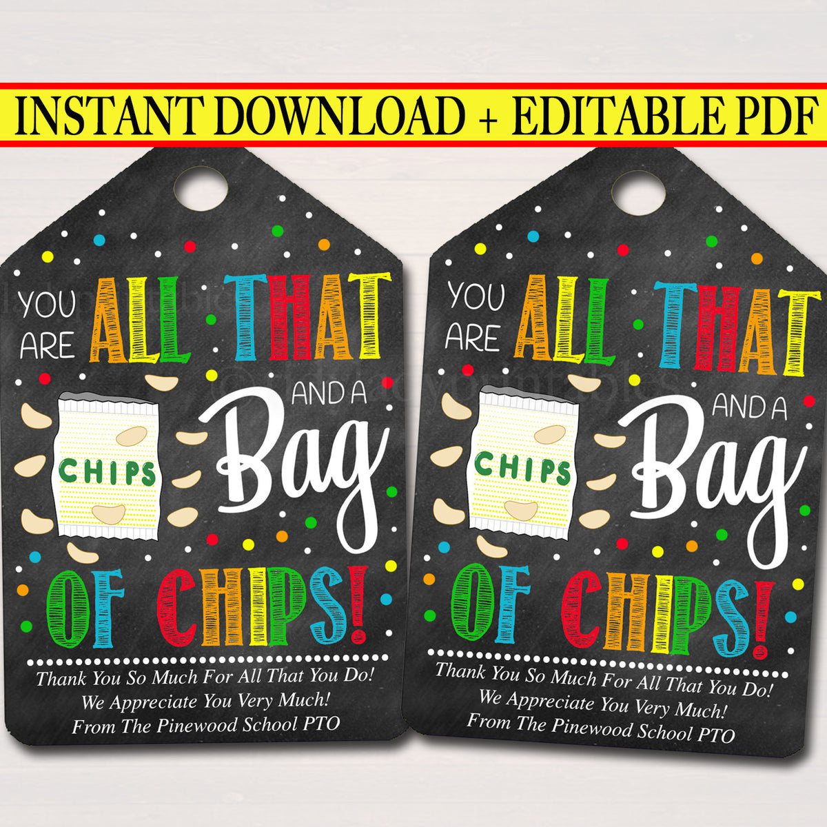 All that and a bag of chips appreciation gift printable tag â printables