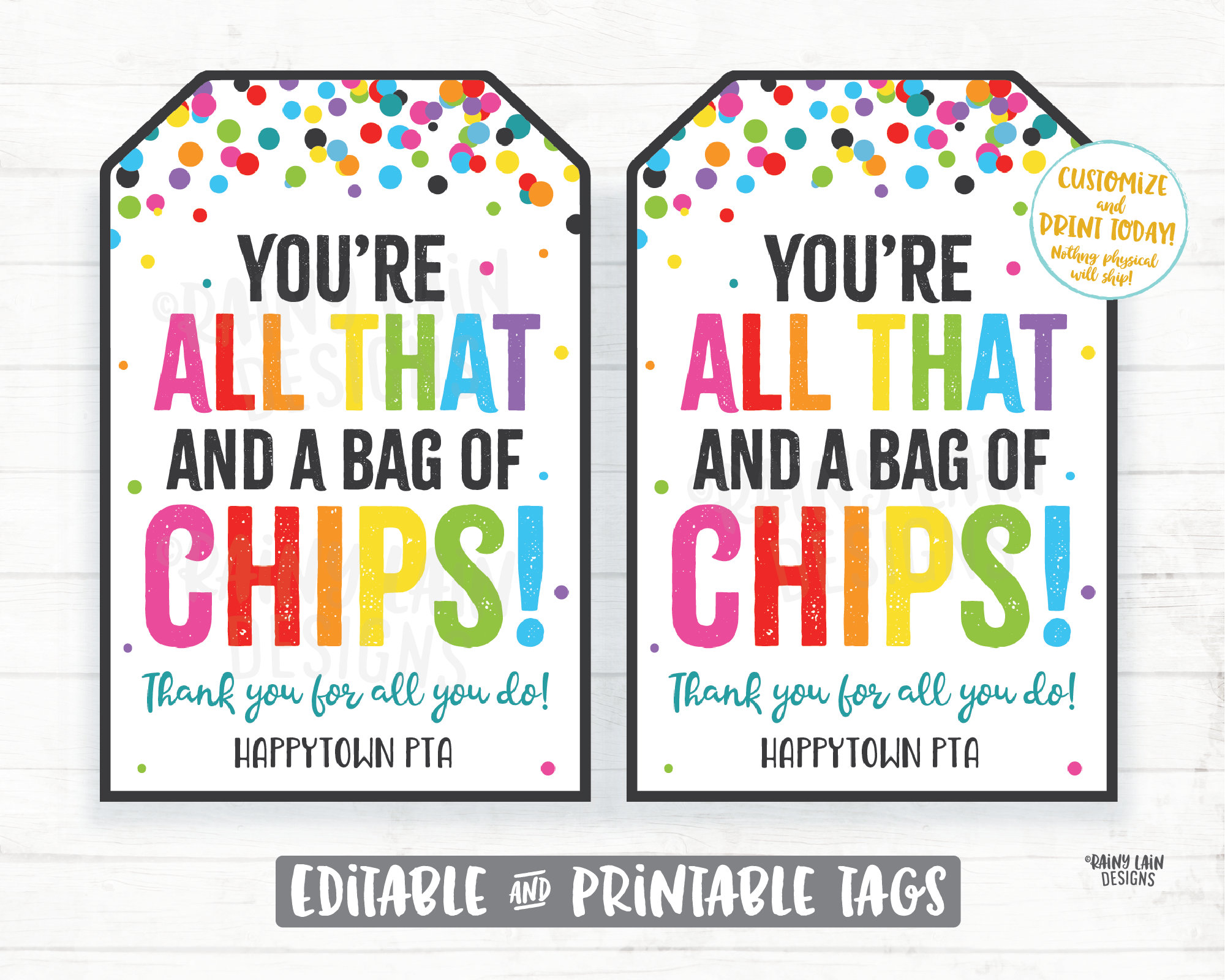 Youre all that and a bag of chips gift tag employee appreciation tag pany frontline essential worker staff corporate teacher pto school