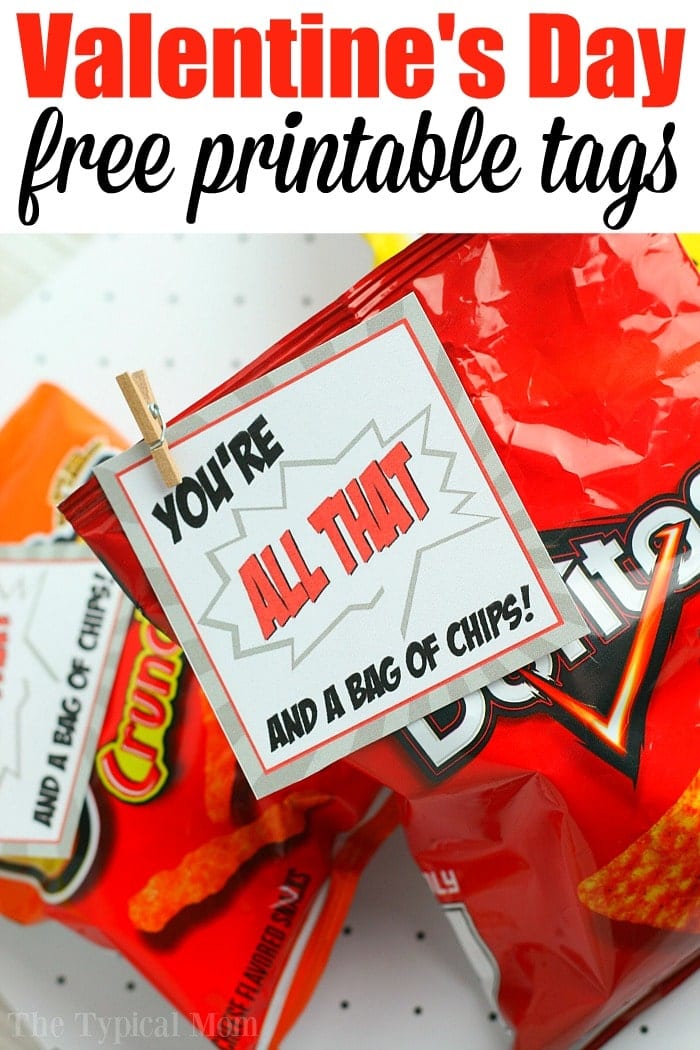 Free printable valentines tag for chips