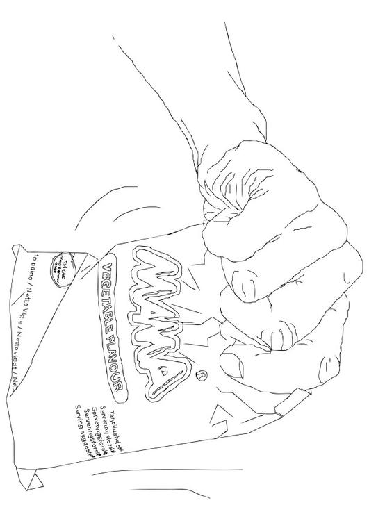 Coloring page bag of crisps