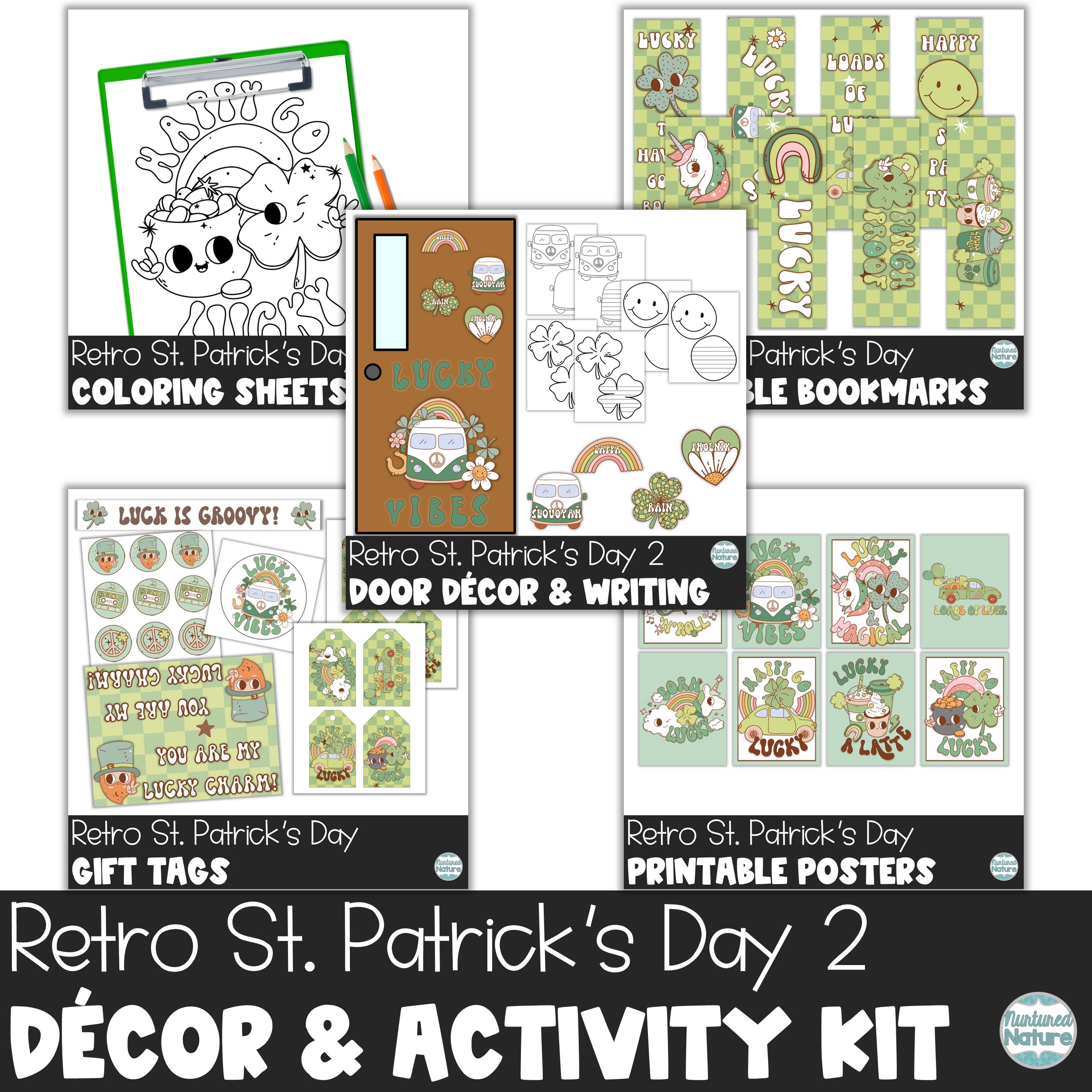 Retro st patricks day decor craft and activity kit