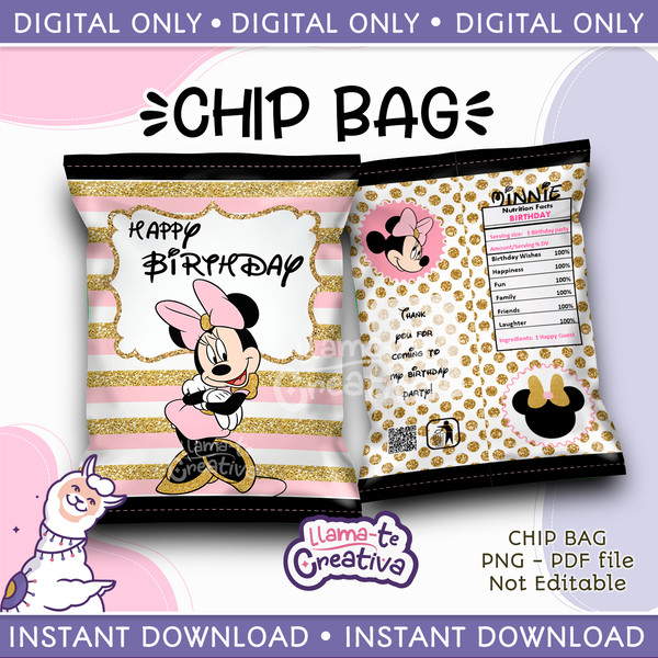 Minnie mouse chip bag chip bags digital printable instan