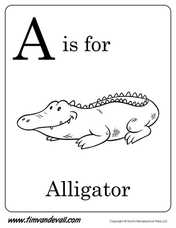 A is for alligator letter a printable â tims printables