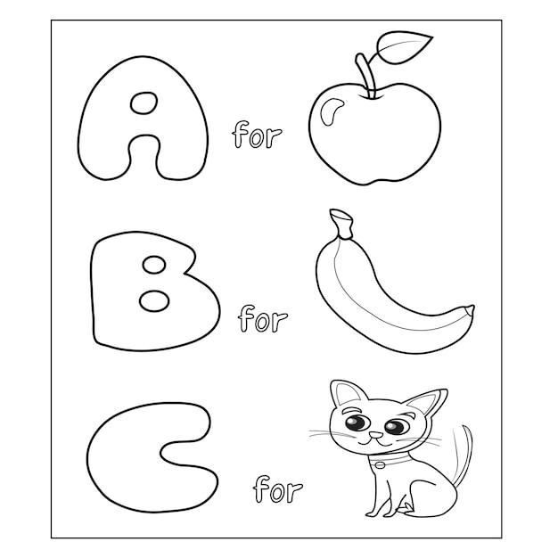 Premium vector childrens alphabet coloring page for kids