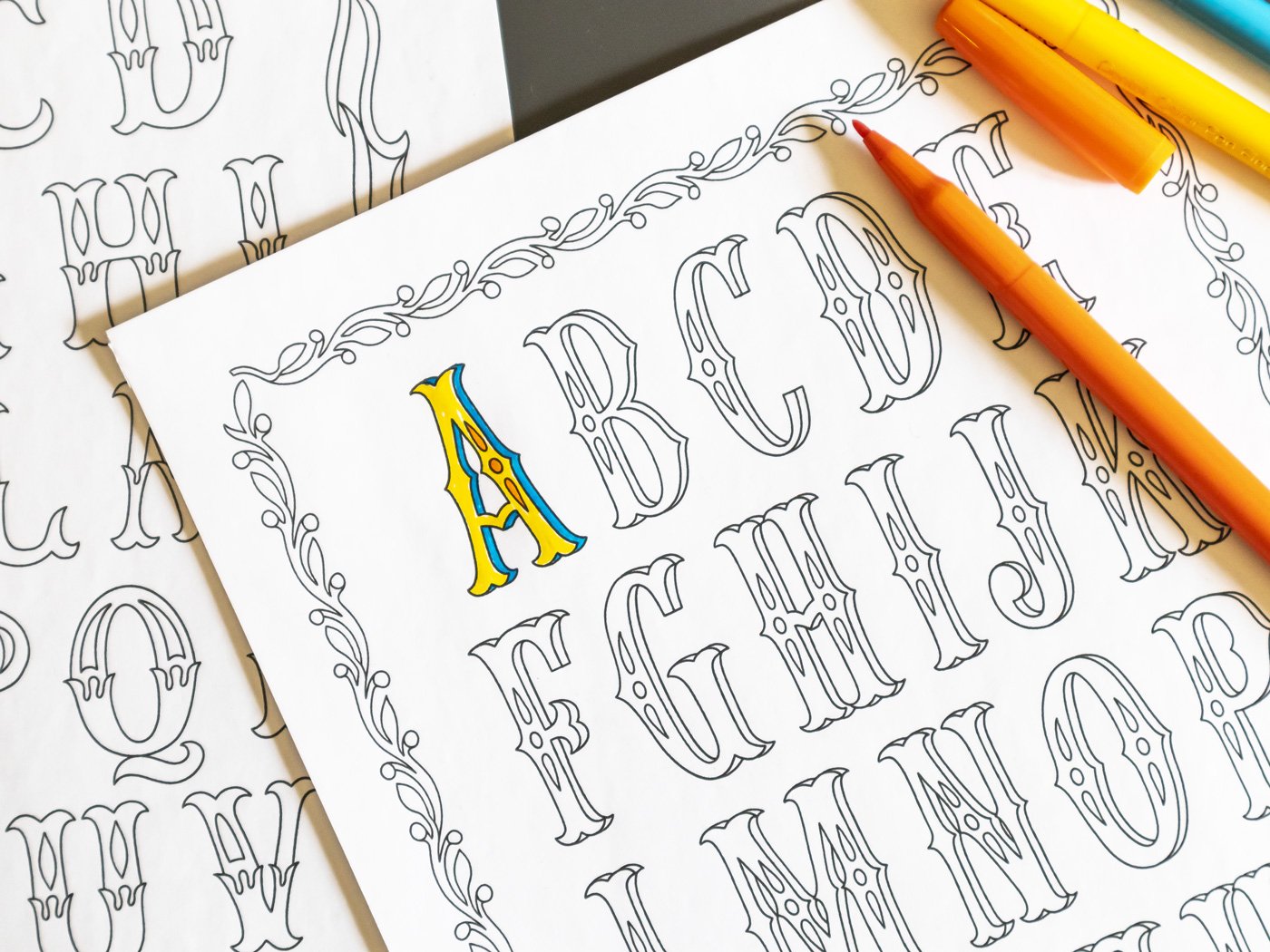 Decorative alphabets coloring book â printable pdf edition molly suber thorpe