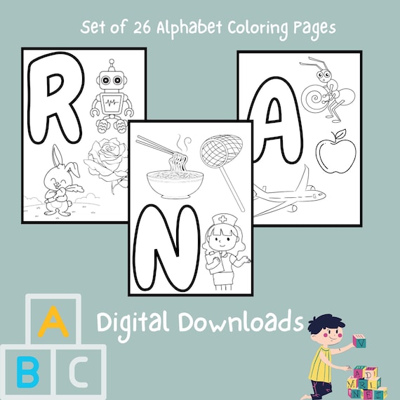 Printable alphabet coloring page worksheets for kids preschool kindergarten homeschool pdf