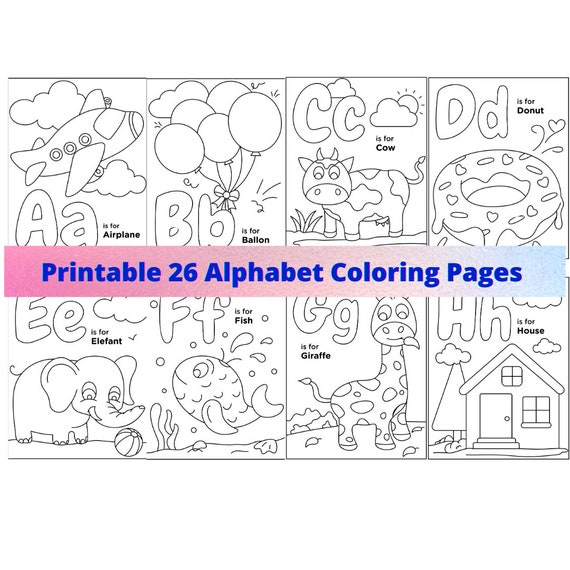 Childrens printable alphabet coloring pages instant pdf download homeschool