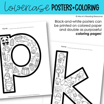 Alphabet posters and coloring pages lowercase bulletin board letters