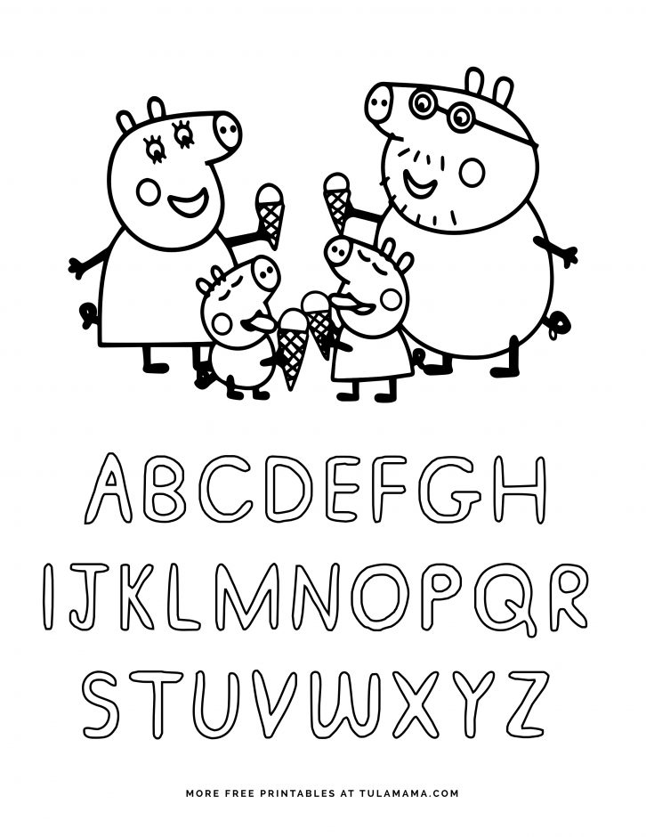 Free printable peppa pig abc coloring pages for preschoolers