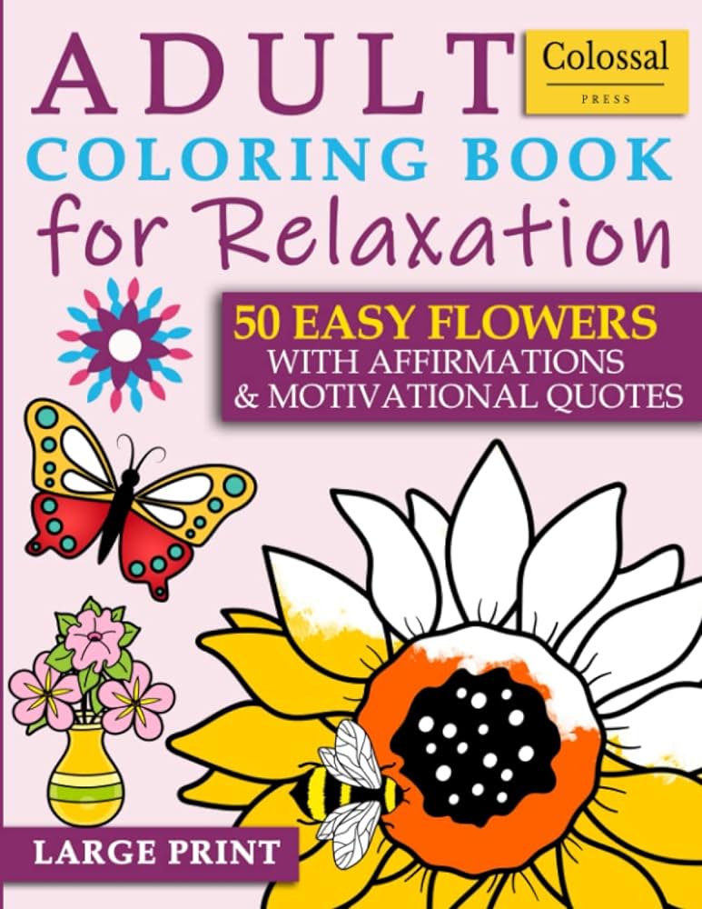 Coloring book for adults with dementia easy flower coloring book for adults relaxation