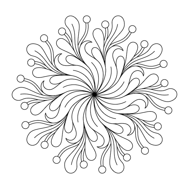 Premium vector coloring book for adults with a round plant mandala on a white background in vector