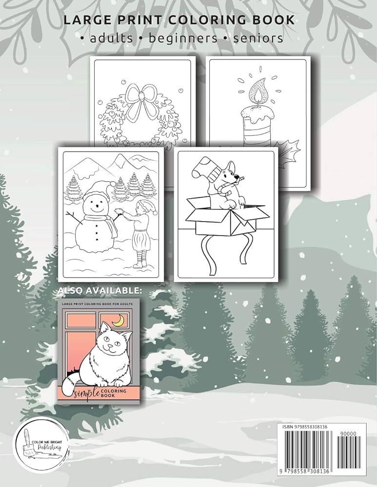 Simple loring of christmas large print easy holiday designs for adults beginners seniors dementia alzheimers parkinsons patients simple loring books series lor me bright publishing pretty pine press books